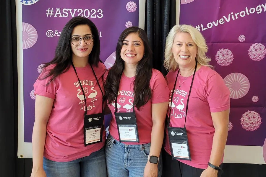 Kiran Tajuddin, Erica Garcia and Juliet Spencer at the American Society for Virology 2023 conference