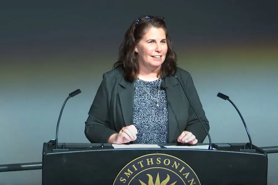 Kate Landdeck speaks at the Smithsonian Institute's Amelia Earhart Lecture