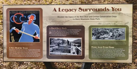 Example of CCC signage from the Davis Mountains State Park