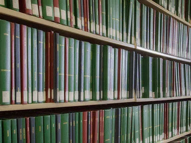books on a library bookshelf