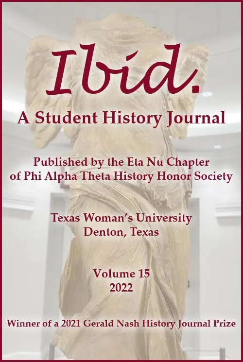 cover of Ibid Volume 15, with photo of Winged Victory statue