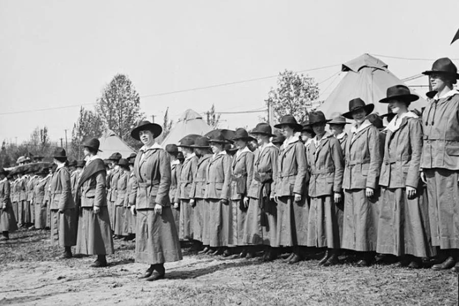 A line of women in the army