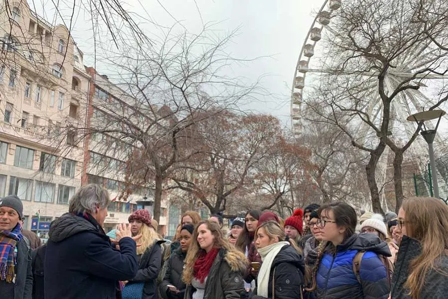 Honors group on a tour of Budapest, Hungary, January 2020.