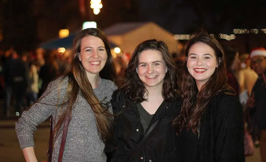 Honors students Emma Bibbs, Kayla Allen, and Lindsey Allen enjoying Wassail Fest 2018.