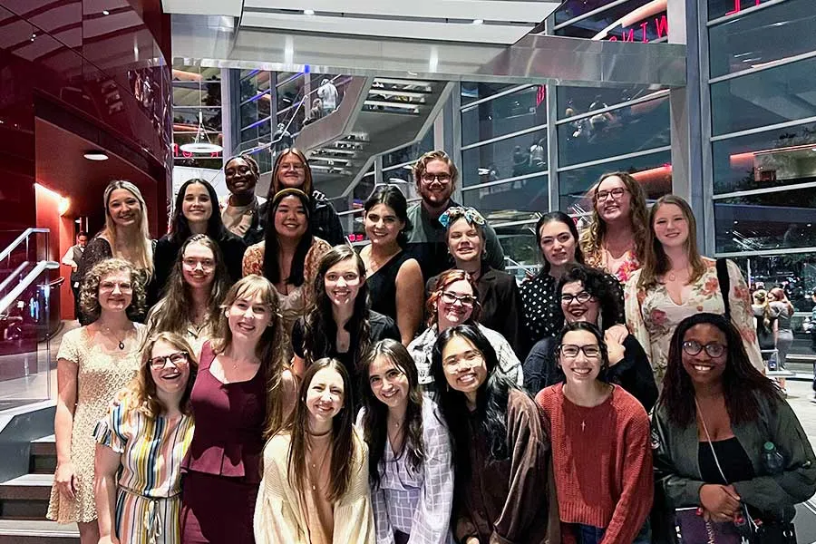 A group of Honors students at Winspear Opera House
