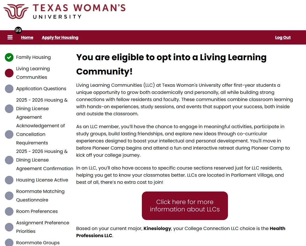 LLC Selection Screen