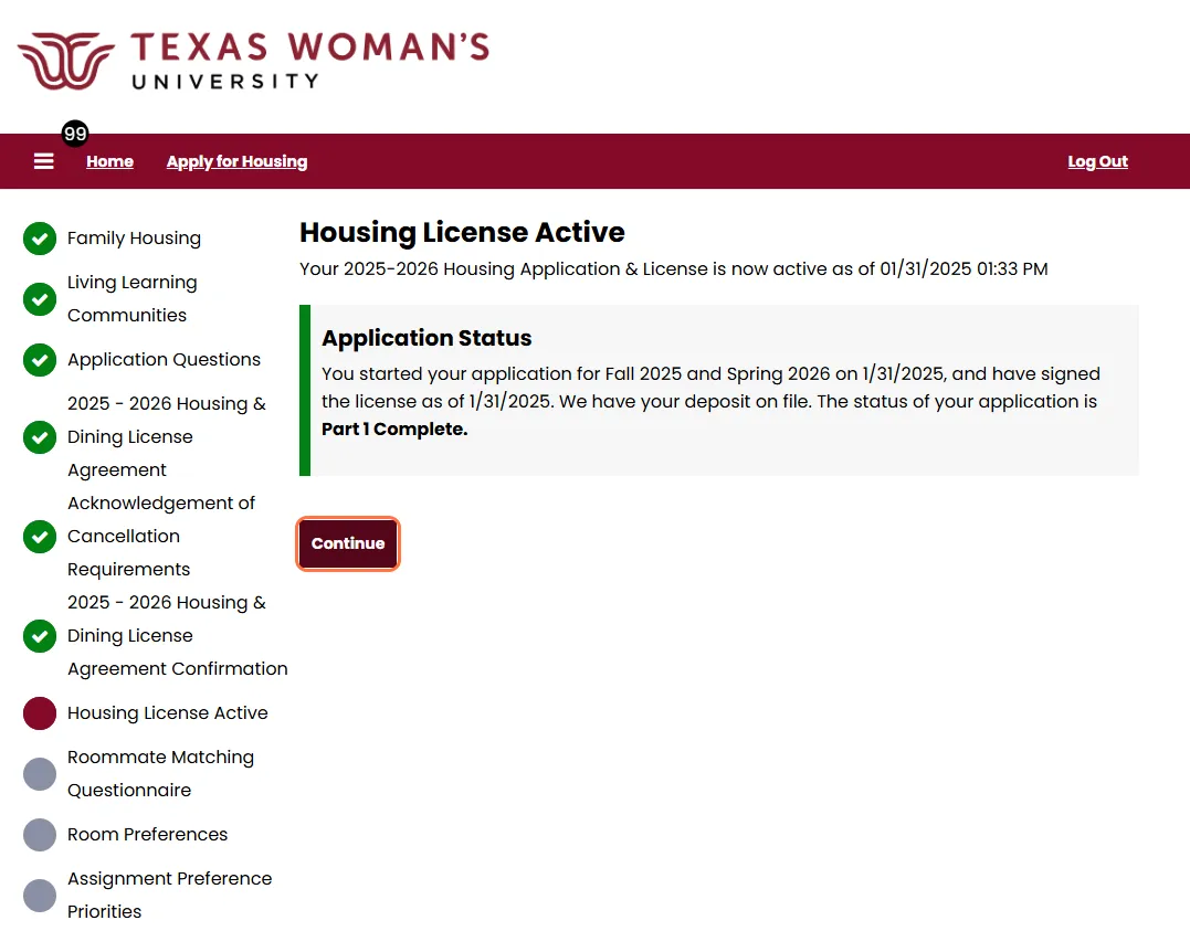 License Complete Confirmation Screen