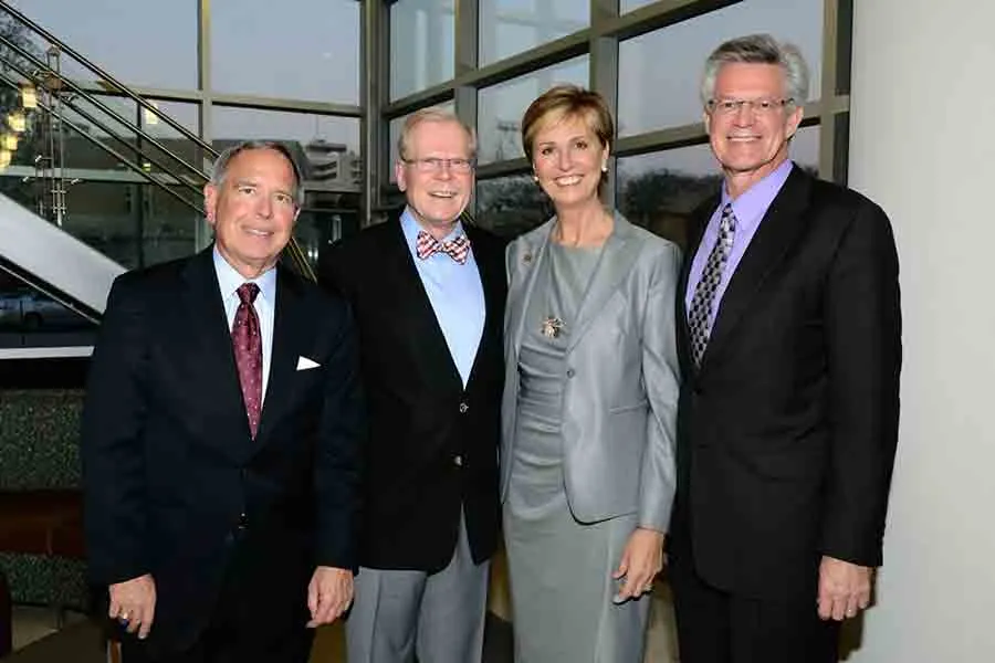 Steve Love, Chad Wick, Chancellor Feyten, and Dr. Stephen Mansfield