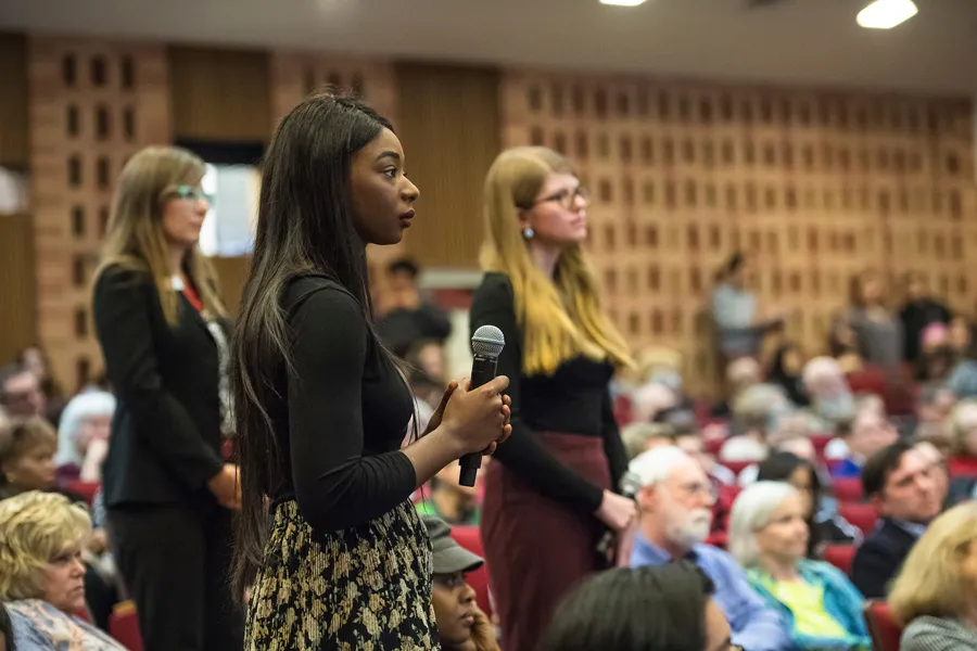 Audience members ask questions during the 2018 Jamison Lecture Q&A session