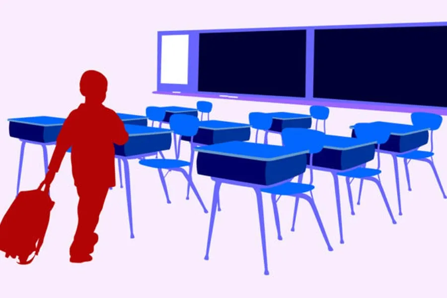 a student entering a classroom