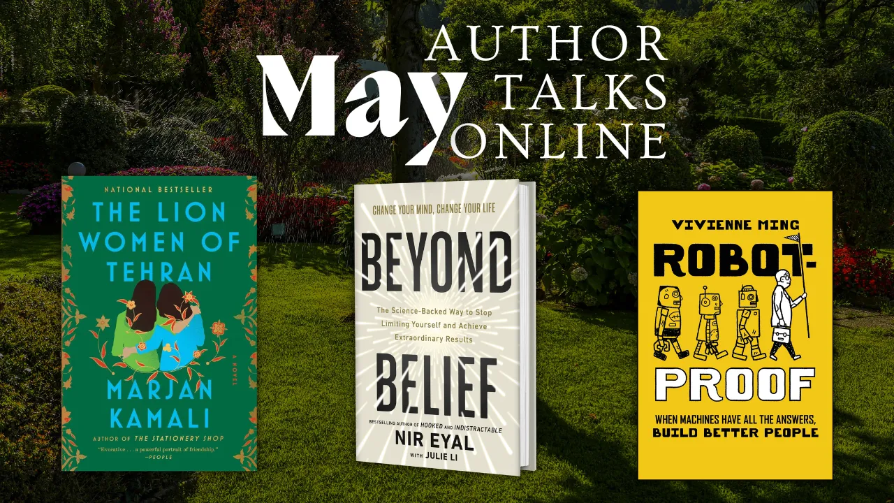 Three books lined up to show books written by featured authors.