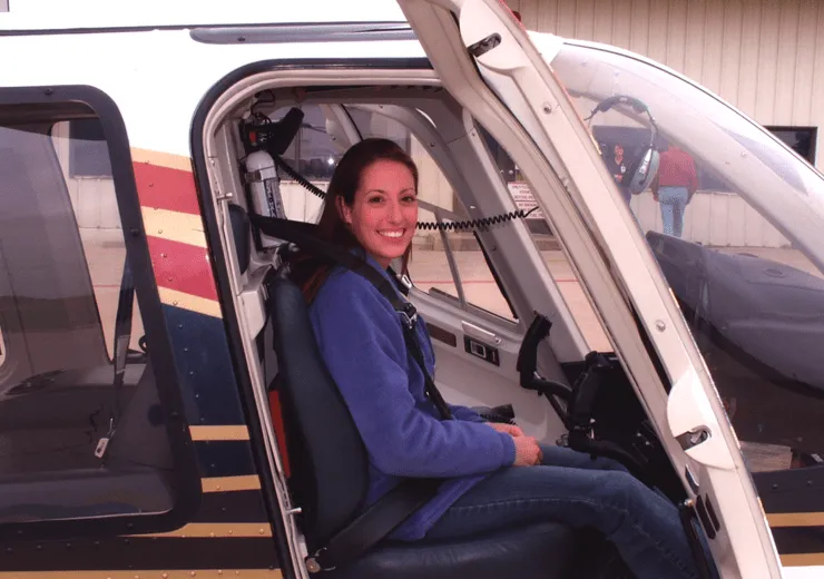 Patricia Boyer (WG #1206) in a helicopter