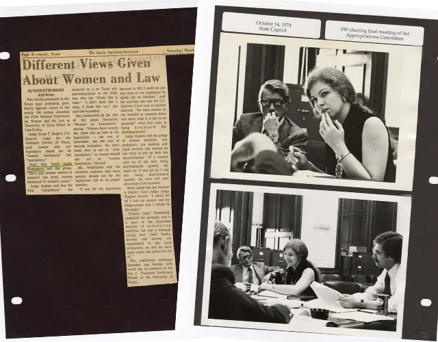 Two scrapbook pages on top of each other. One has a newspaper article titled 