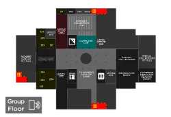 a map of the second floor of Blagg-Huey Library