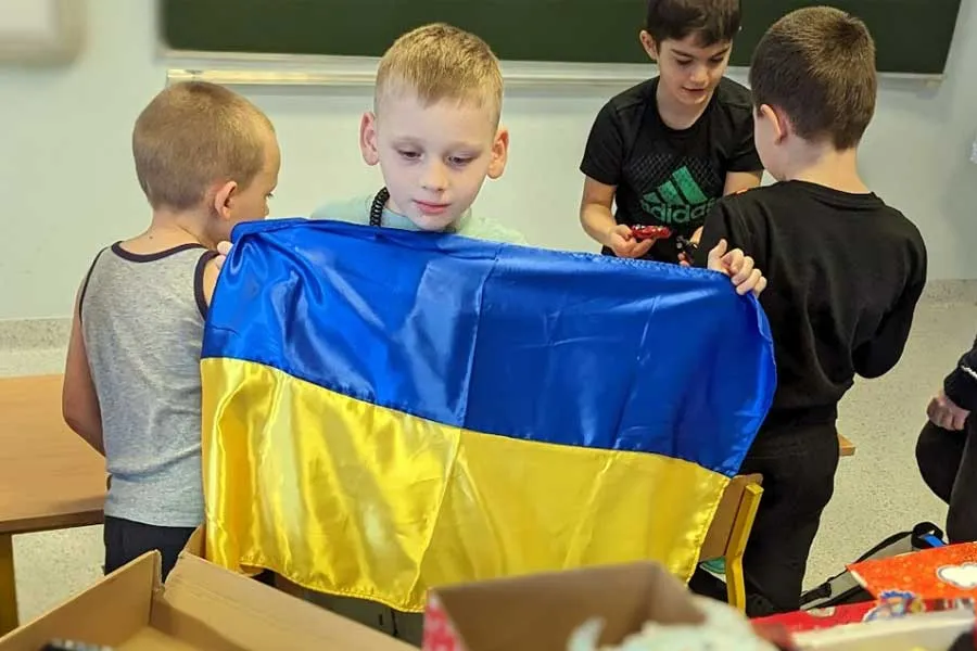 A Ukrainian refugee student shares from his identity box