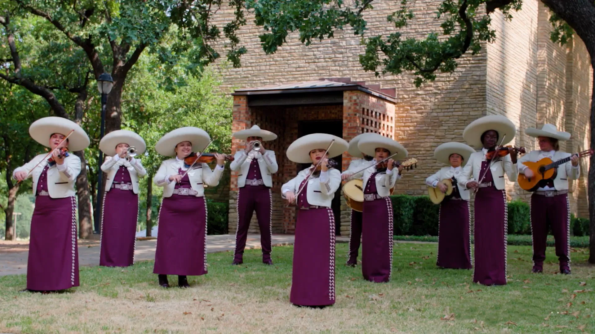 Mariachi Ensemble performing outside Little Chapel