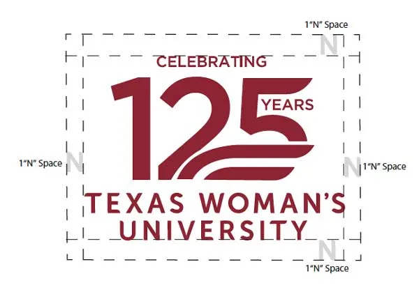 The 125th Anniversary logo with lines around it to show the area of isolation.