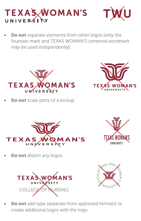 Examples of what not to do with new TWU logo
