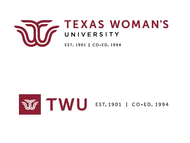 TWU logos with words Est. 1901. Co-ed 1994