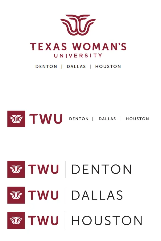 TWU logos with words Denton Dallas Houston