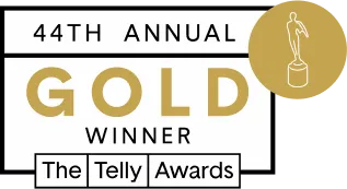 44th Annual Telly Awards Gold Winner badge