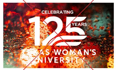 The 125th Anniversary logo on a very busy background with a red X over the image to show not to do this.