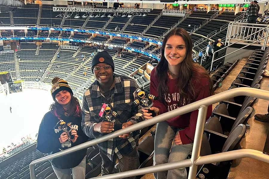 McNair Scholars attending a Pittsburgh Penguins Hockey game