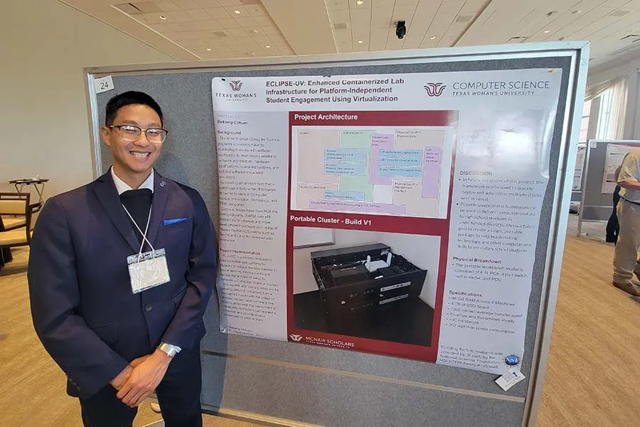 Siekleng Chhuon presenting at TWU Creative Arts & Research Symposium