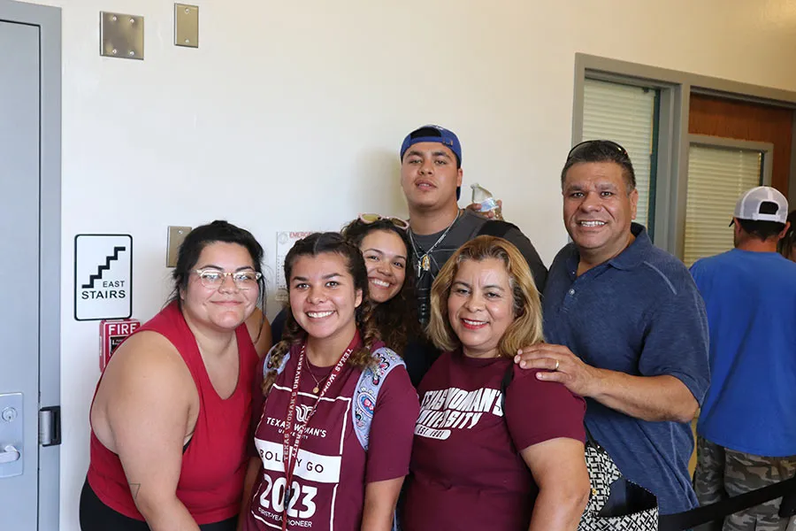TWU student with parents on Move-In Day 