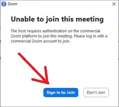 Unable to join meeting