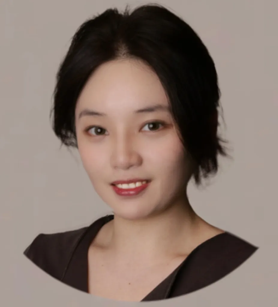 Zijia in a black blouse against a transparent background