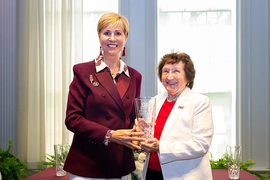 TWU Chancellor Carine Feyten with alumna Dawn Chaney