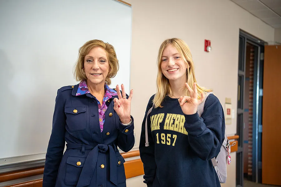 Kathleen Hildreth and aviation student Carolyn Young