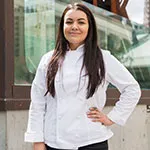 Michelle Tribble in her chef uniform outside Hell's Kitchen in Las Vegas.