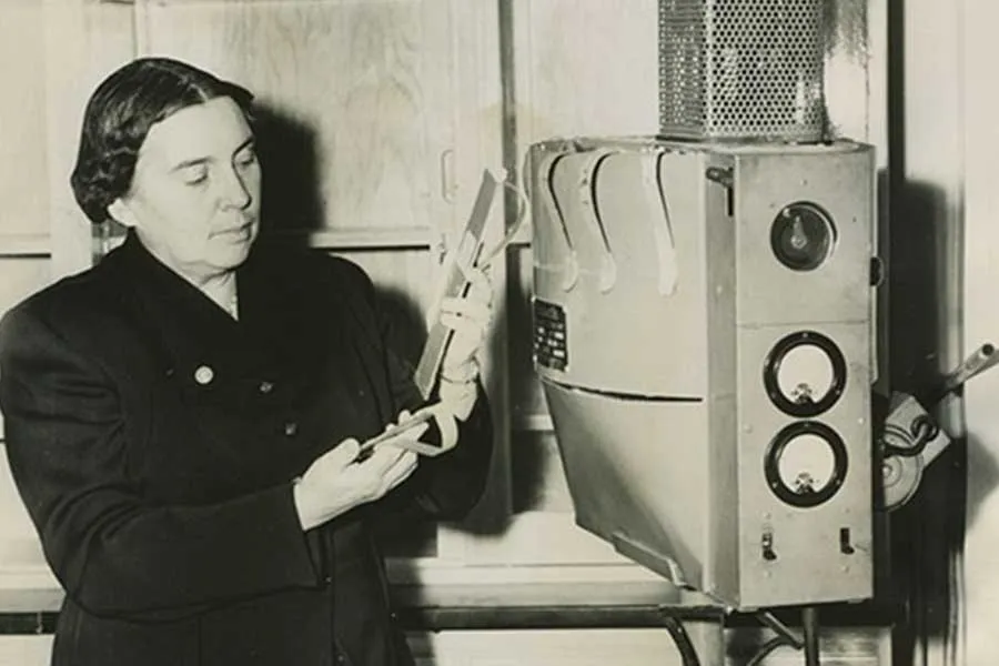 Pauline Beery Mack with a Research Instrument