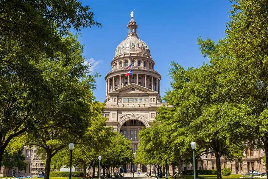 The exterior of the Texas Capitol building in Austin