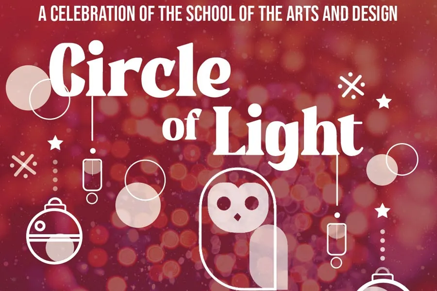 Circle of Light graphic with holiday ornaments