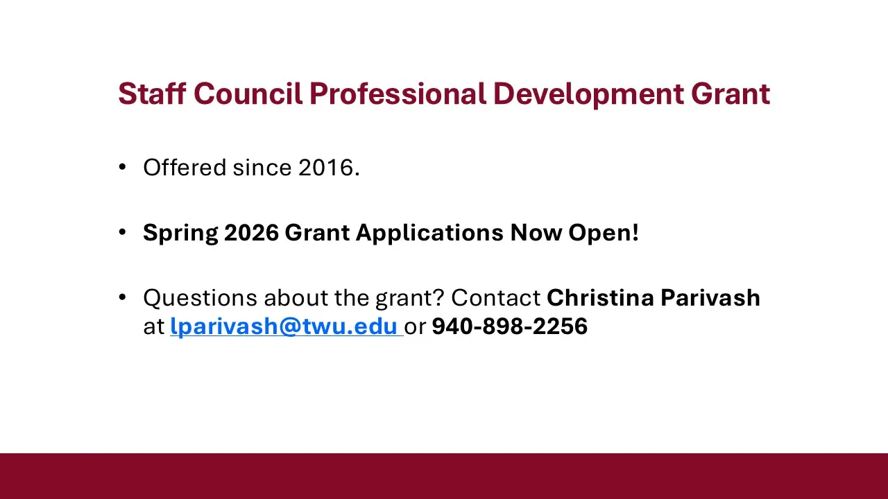 2026 Spring Professional Development Grants Slide