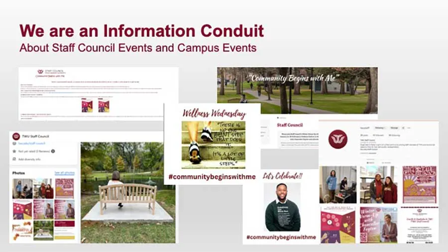 We are an information conduit about staff council events and campus events