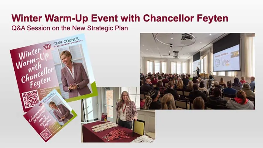 Winter Warm-Up event with Chancellor Feyten. Q and A session on the new Strategic Plan