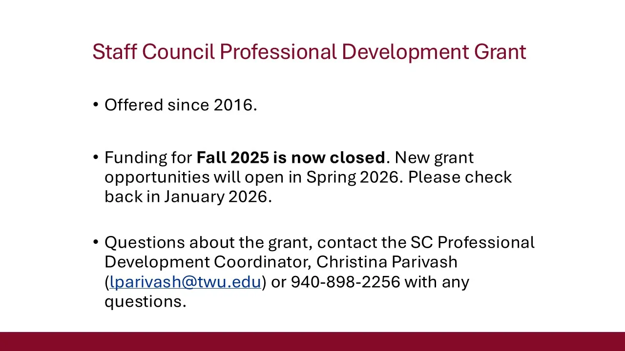 Professional grant details.Information is also found on grant web page. See left side menu.