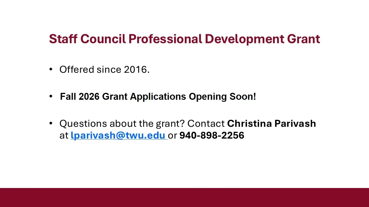 2026 Spring Professional Development Grants Slide