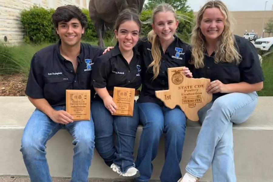 Group photo of TWU pre-nursing student Clair Butler and her FFA team from Katy