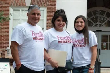 Mom, dad and daughter at TWU's Family Weekend
