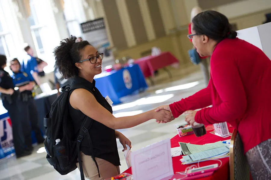 Get involved - student at Career Connections event