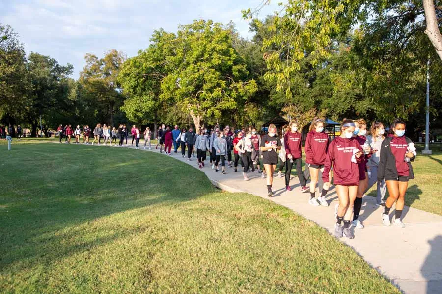 TWU students walking to the polls to vote.