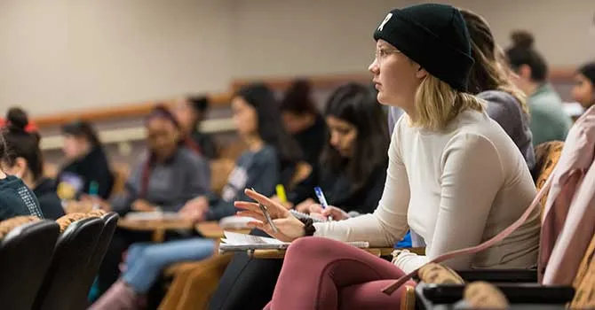 A classroom filled with TWU students.