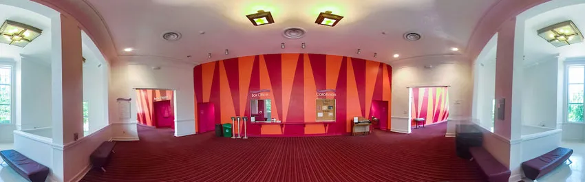 Thumbnail of a panoramic photo of the Redbud Theater lobby
