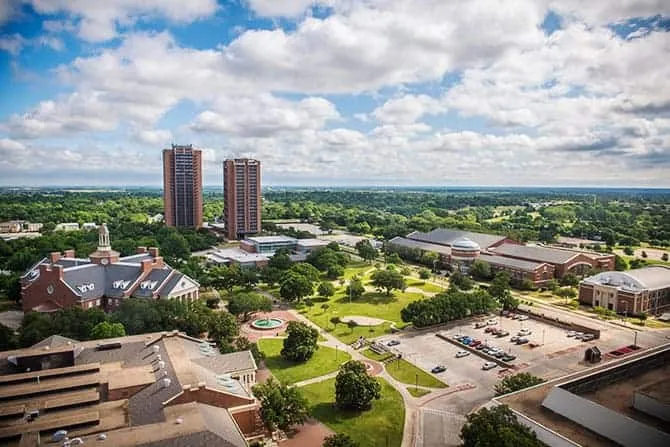 Photo of TWU Denton campus from ACT tower