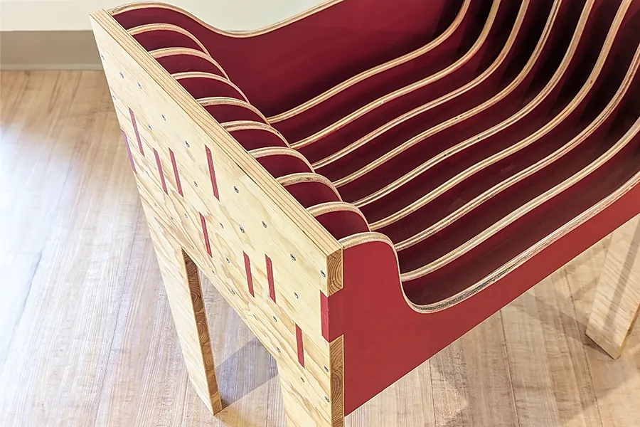 detail of Breathe #27, cnc millded chair